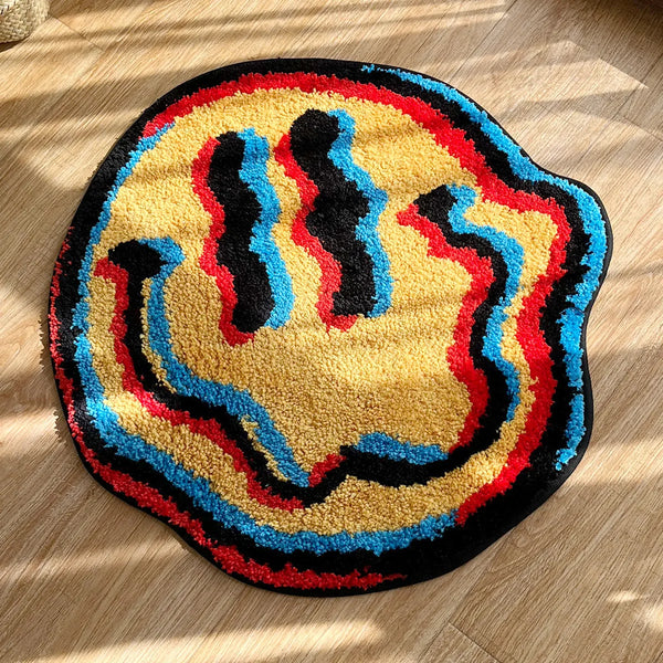 Runder Weicher Teppich Mit Smiley