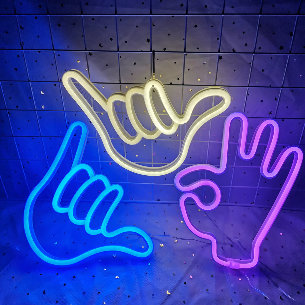 Frieden Hand LED Neon Wandleuchte