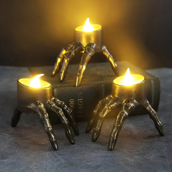Gruselige Skelett Hand LED Kerze Halloween Deko