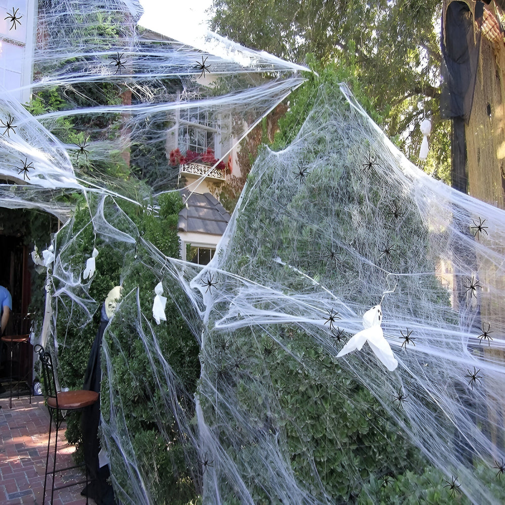 Mehrfarbige dehnbare Spinnennetze für Halloween-Dekoration