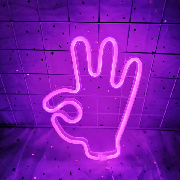 Frieden Hand LED Neon Wandleuchte