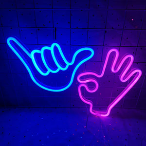 Frieden Hand LED Neon Wandleuchte