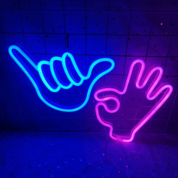 Frieden Hand LED Neon Wandleuchte