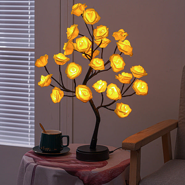 Rosenblüten-LED-Baum-Tischlampe