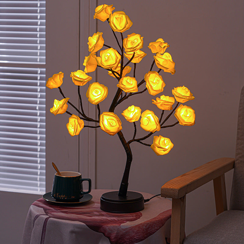 Rosenblüten-LED-Baum-Tischlampe