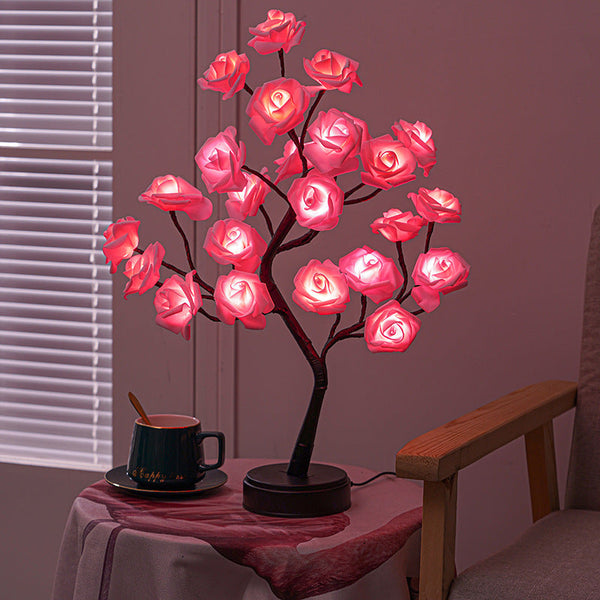 Rosenblüten-LED-Baum-Tischlampe