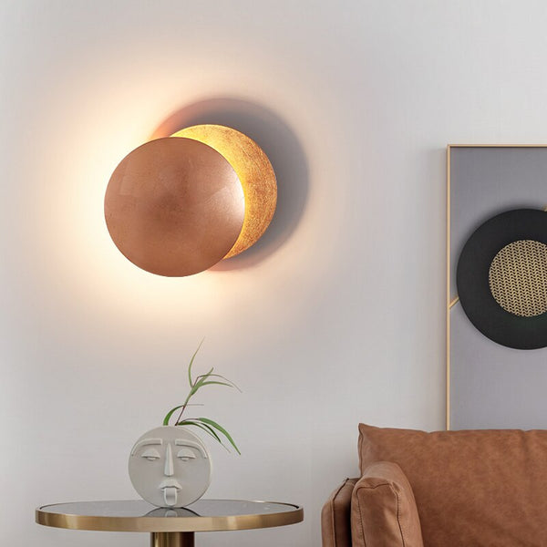LED Wandleuchte Innen mit Drehbaren Goldenen Scheiben für Warmes Licht