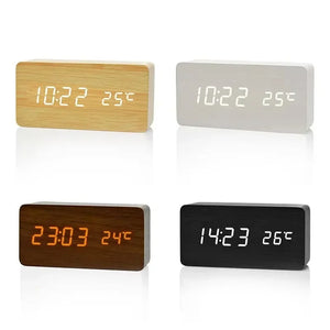 Minimalistischer LED-Digitalwecker aus Holz