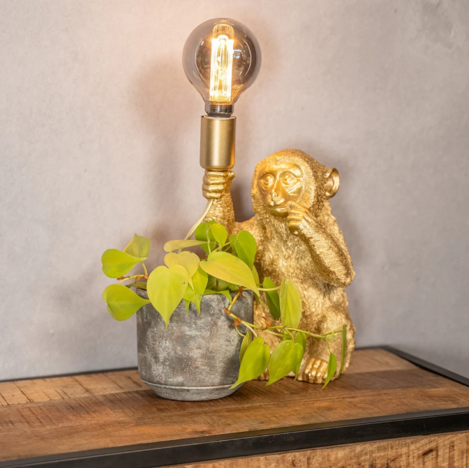 Moderne Goldene Affen-LED-Blumen-Tischlampe