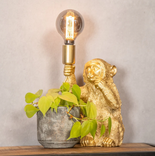 Moderne Goldene Affen-LED-Blumen-Tischlampe