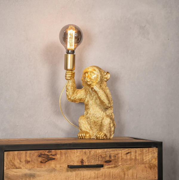 Moderne Goldene Affen-LED-Blumen-Tischlampe