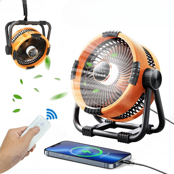 Wiederaufladbarer kabelloser Tischventilator mit LED-Anzeige
