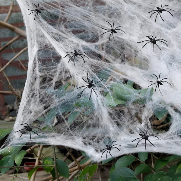 Mehrfarbige dehnbare Spinnennetze für Halloween-Dekoration