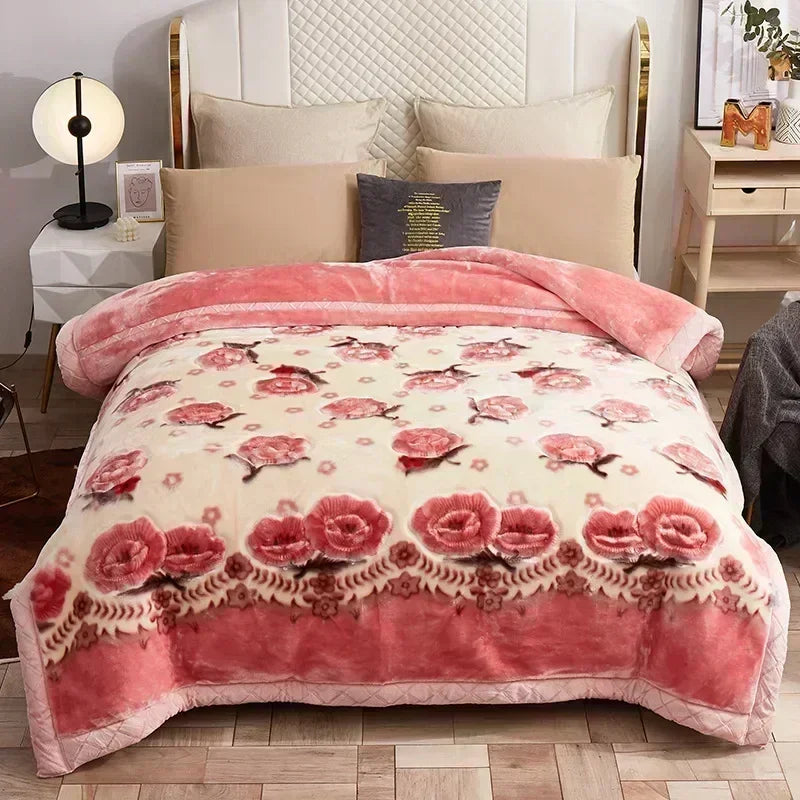 Doppellagige Gewichtet Decke mit Blumenmuster