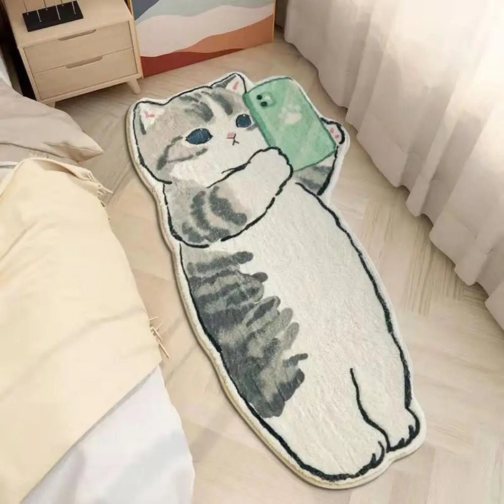 Niedliche Katze Selfie Teppich für Schlafzimmer
