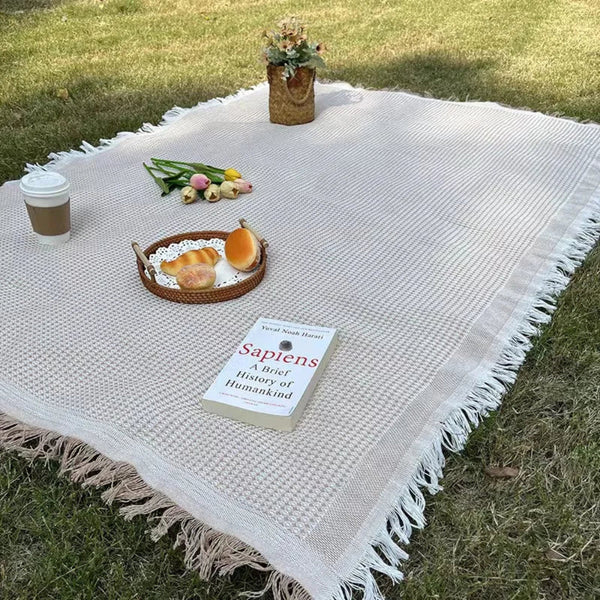 Große Boho-Strick-Picknickdecke