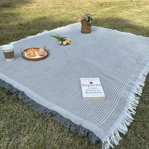 Große Boho-Strick-Picknickdecke