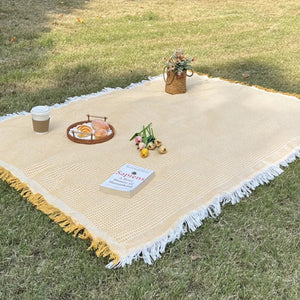 Große Boho-Strick-Picknickdecke