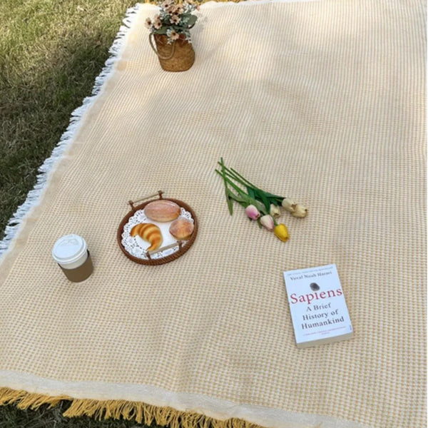 Große Boho-Strick-Picknickdecke