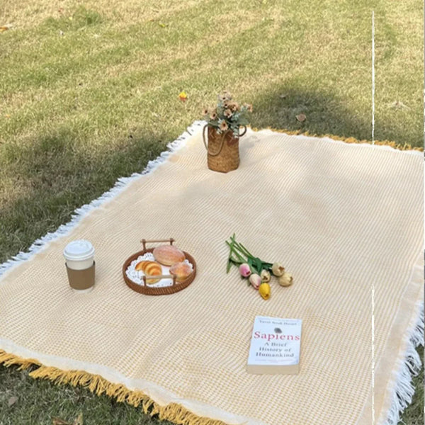 Große Boho-Strick-Picknickdecke