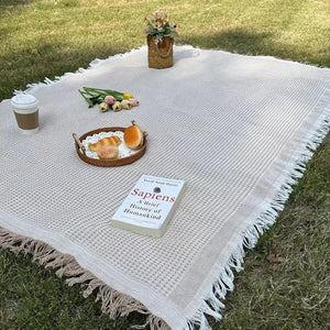 Große Boho-Strick-Picknickdecke