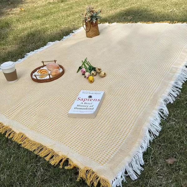 Große Boho-Strick-Picknickdecke