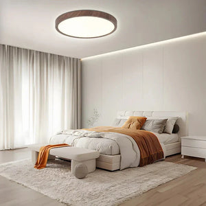 Moderne runde Holz LED-Deckenleuchte