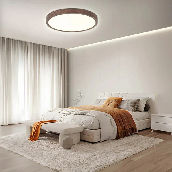 Moderne runde Holz LED-Deckenleuchte