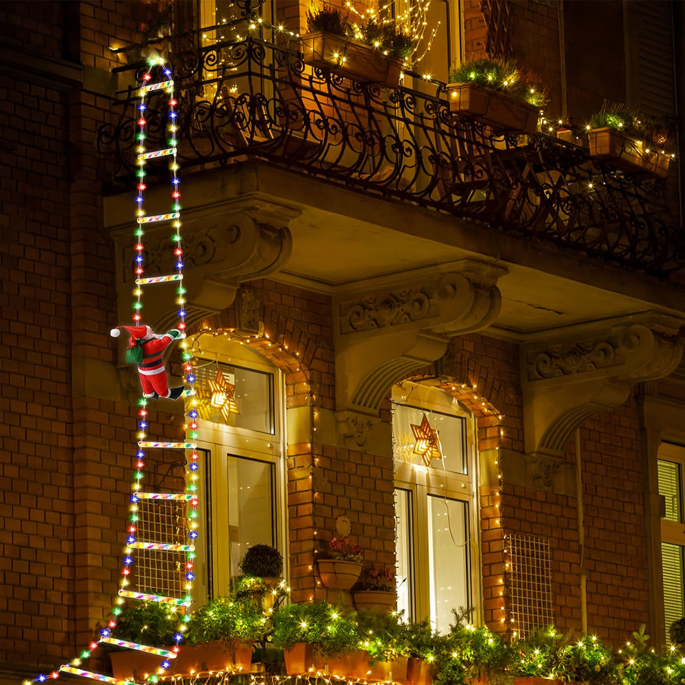 Beweglicher Kletternder Weihnachtsmann Mit LED Weihnachts Beleuchtung