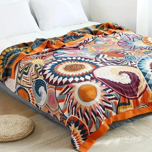 Bunte Boho Geometrische Überwurf Decke