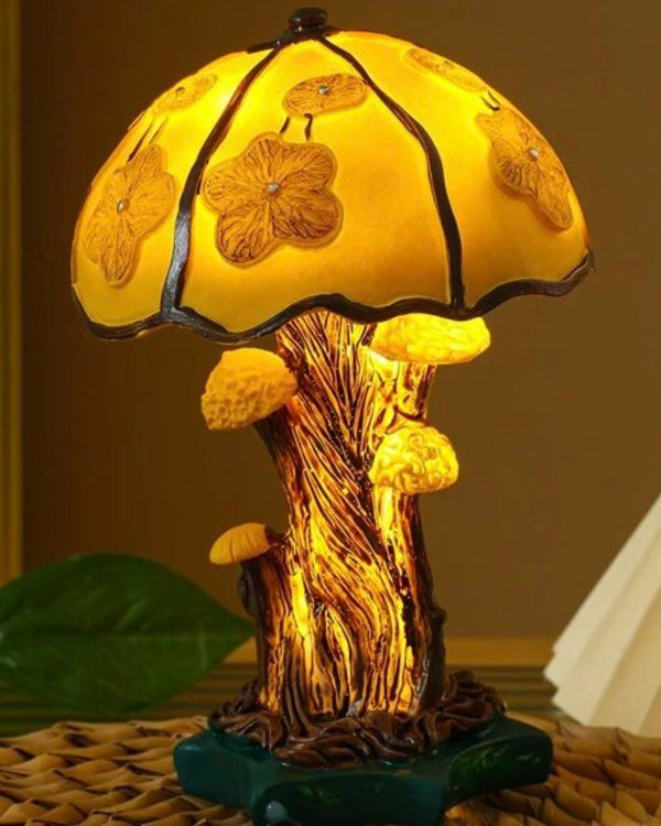 Buntglas Pilz LED Tischlampe