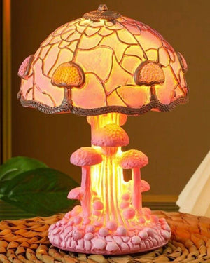 Buntglas Pilz LED Tischlampe