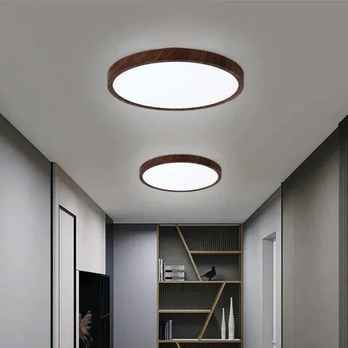 Moderne runde Holz LED-Deckenleuchte