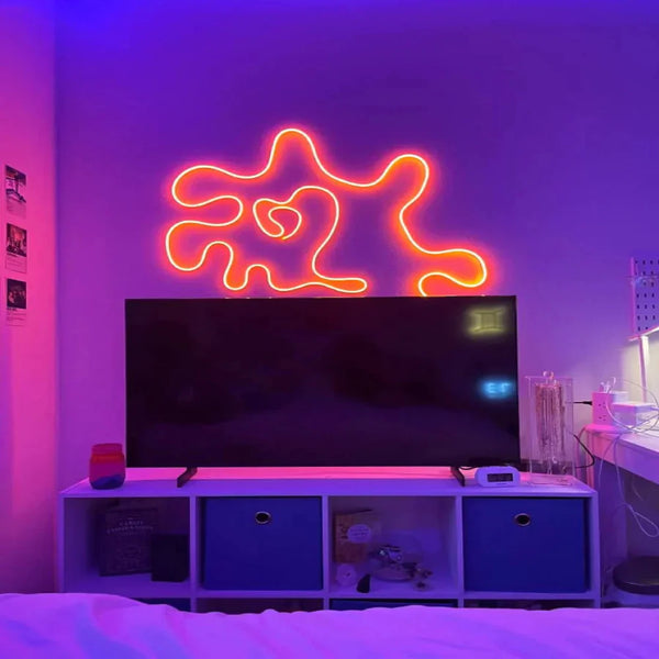 Abstrakte neon leuchtende LED-Wandleuchte