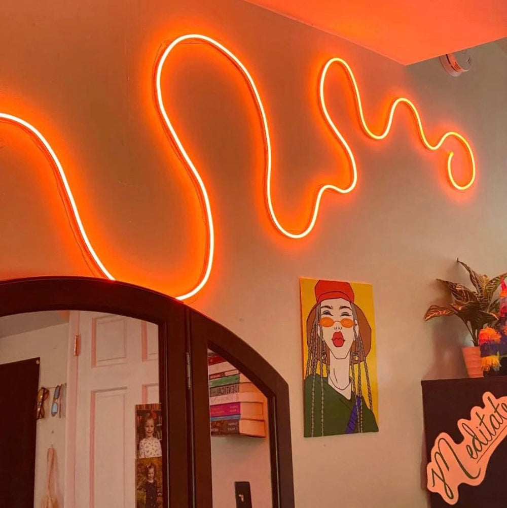 Abstrakte neon leuchtende LED-Wandleuchte