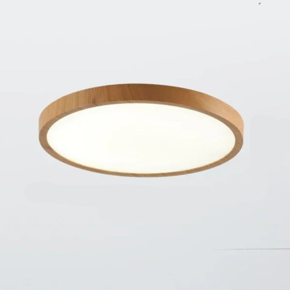 Moderne runde Holz LED-Deckenleuchte