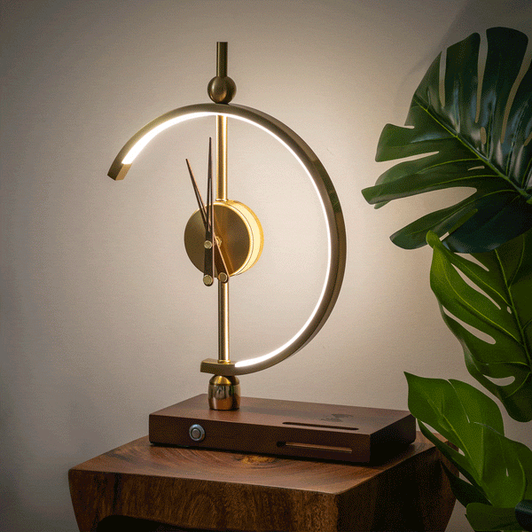 Minimalistische LED-Lampenuhr mit Drahtloser Aufladung