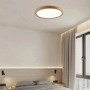 Moderne runde Holz LED-Deckenleuchte