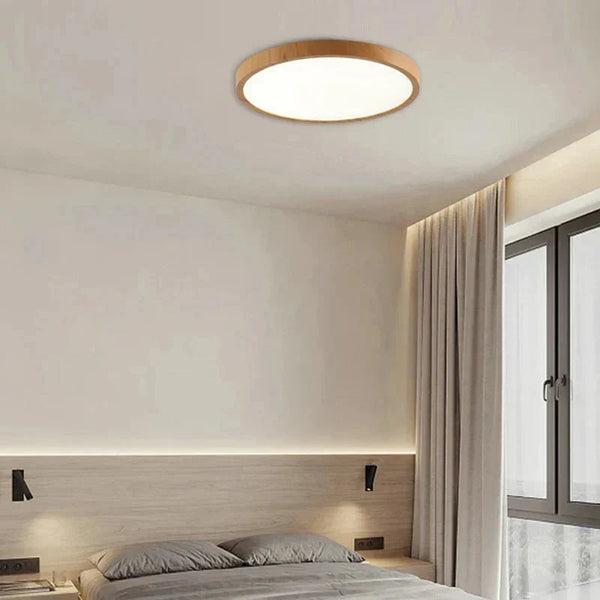 Moderne runde Holz LED-Deckenleuchte